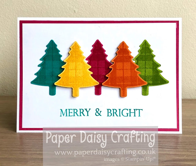 Rainbow Christmas trees Stampin' Up! Perfectly Plaid