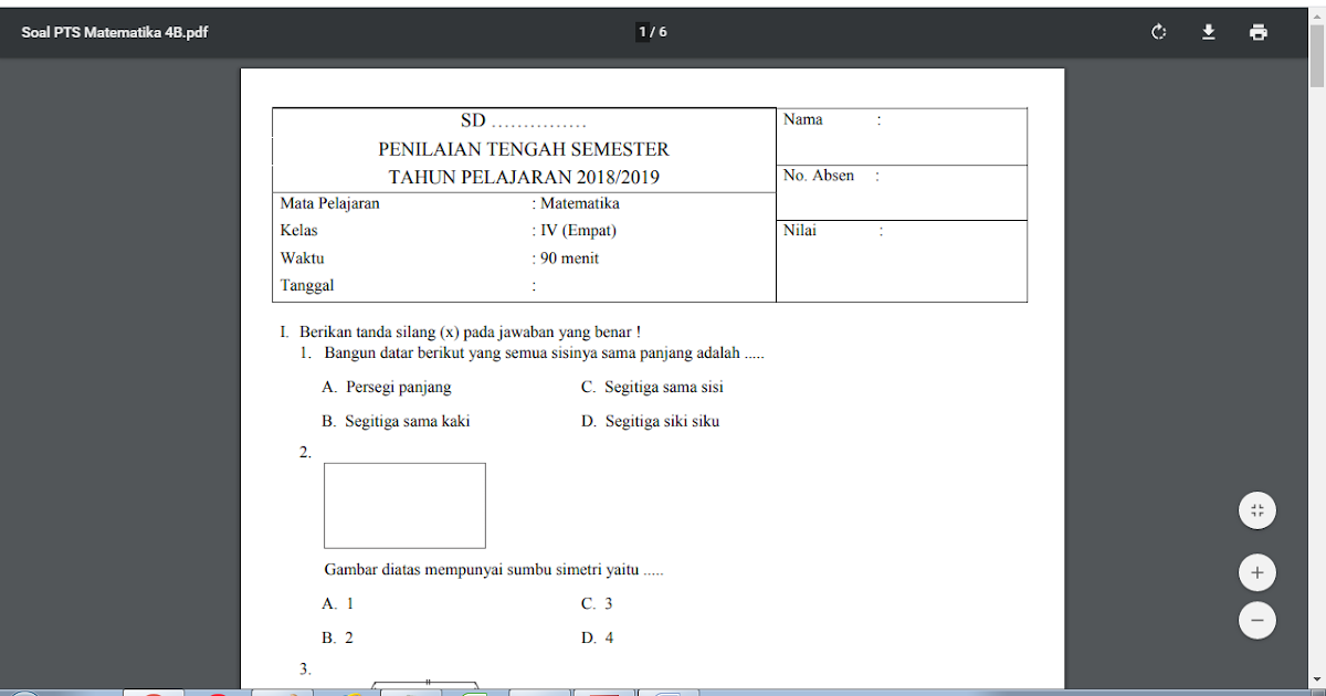 soal uts matematika kelas 4 semester 2 kurikulum 2013 soal uts matematika kelas 4 semester 2 kurikulum 2013