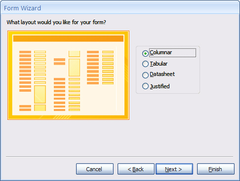 Simple Access Visual Basic Application: Create a Form Using Form Wizard