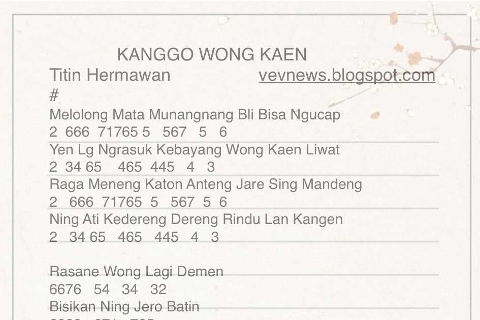 Not Angka Pianika Kanggo Wong Kaen Titin Hermawan Vevnews