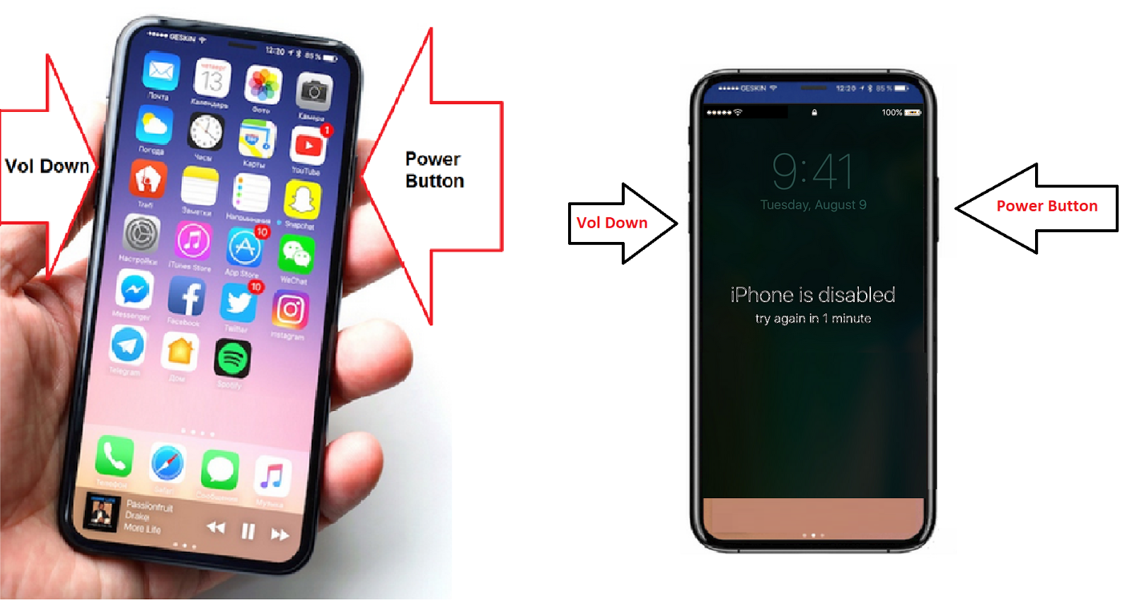 how to hard reset iphone 8 plus when disabled