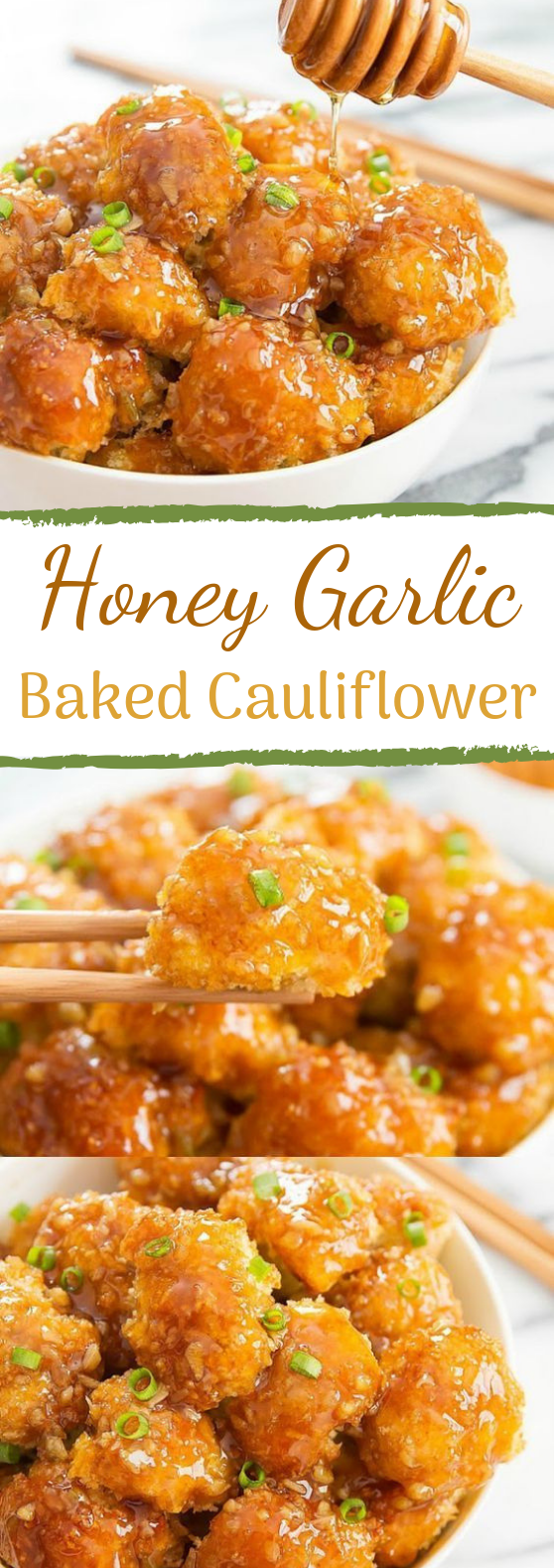 Honey Garlic Baked Cauliflower #sidedish #vegan