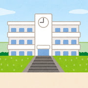 学校の建物のイラスト（背景素材）