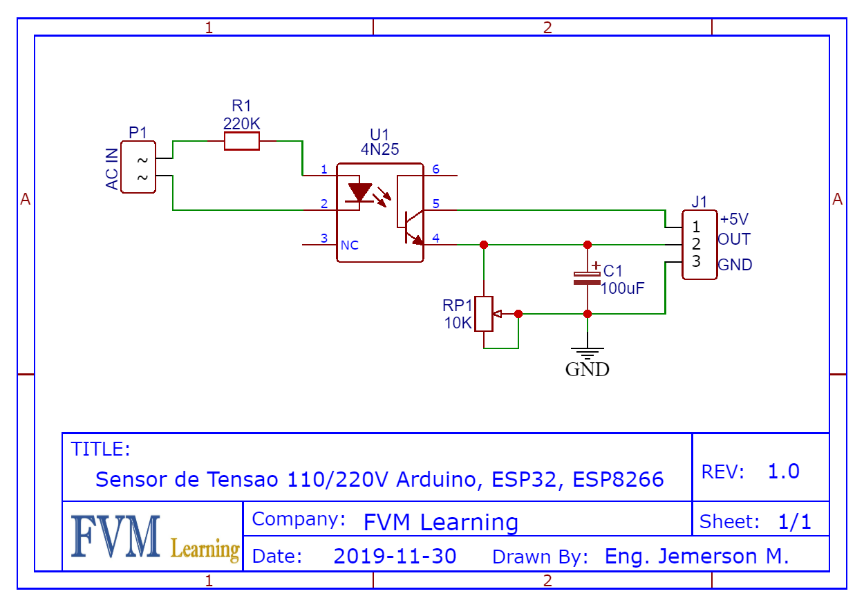Sensor de Tensão AC 110/220V para Arduíno, ESP32, ESP8266, PIC FVML