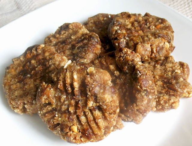 raw peanut butter cookies with dried fruit