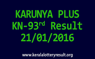 KARUNYA PLUS KN 93 Lottery Result 21-01-2016