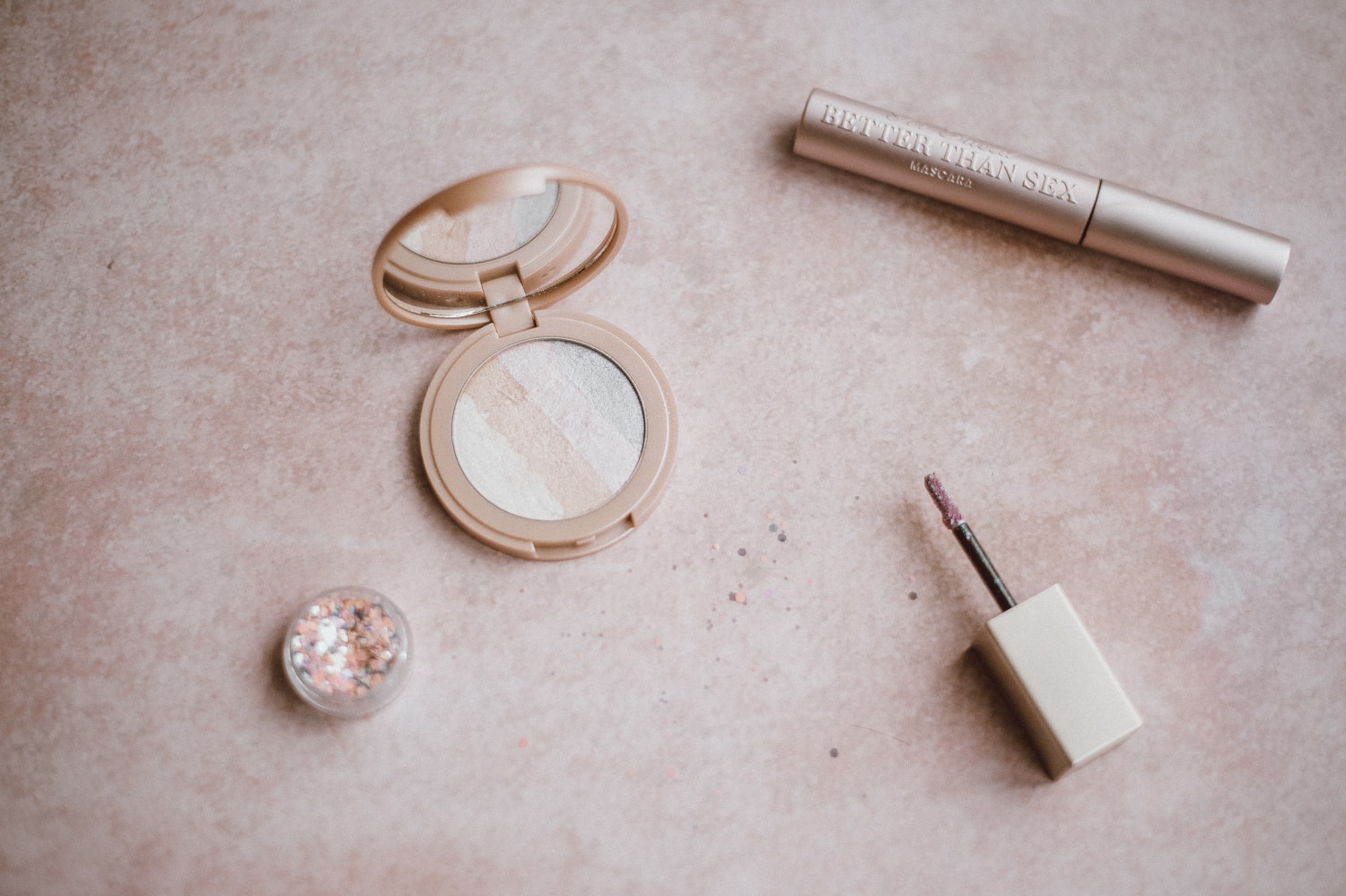 flatlay with beauty products