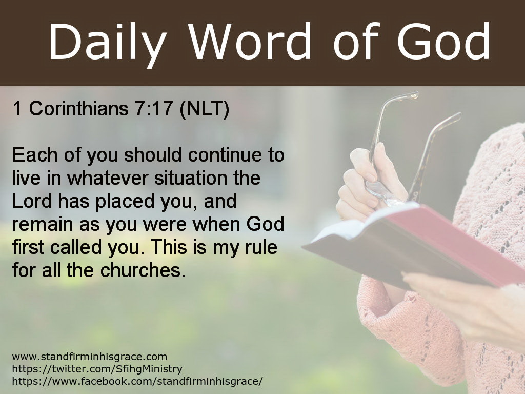 SFIHG Ministries: Daily Word of God - 1 Corinthians 7:17