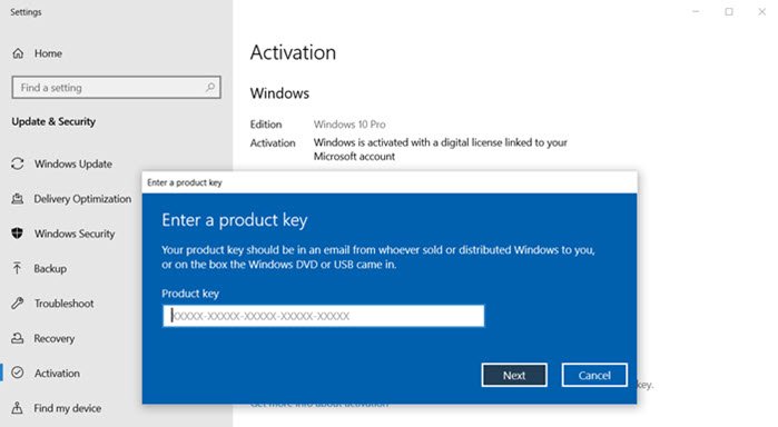 Correctif : Modifier le lien de la clé de produit non disponible dans Windows 7/8/10