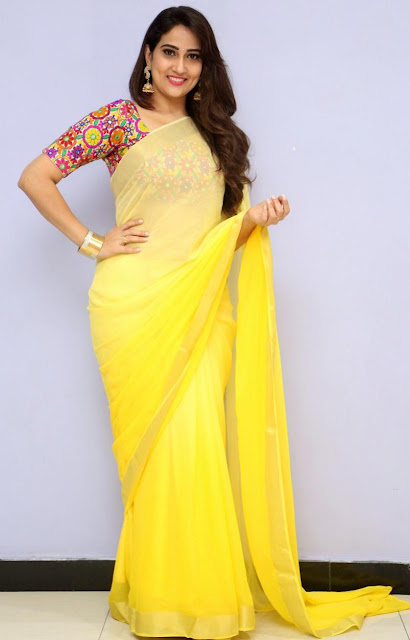 South Indian TV Actress Manjusha Stills In Traditional Yellow Saree 101