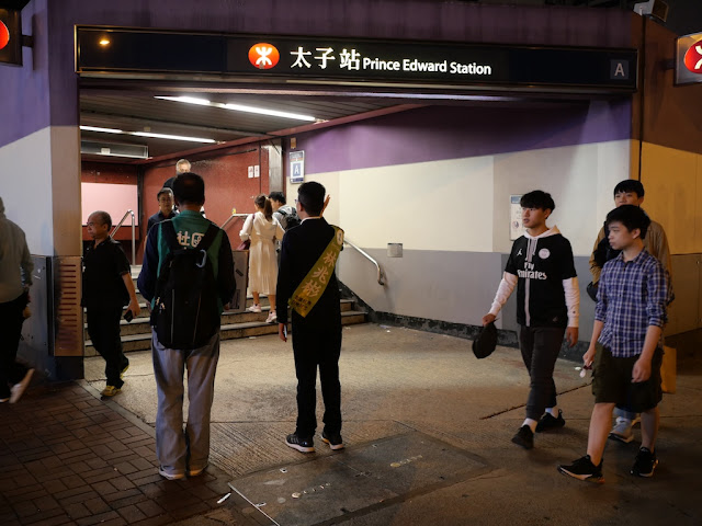 Ben Lam (Lam Siu Pan) campaigning outside of Prince Edward Station