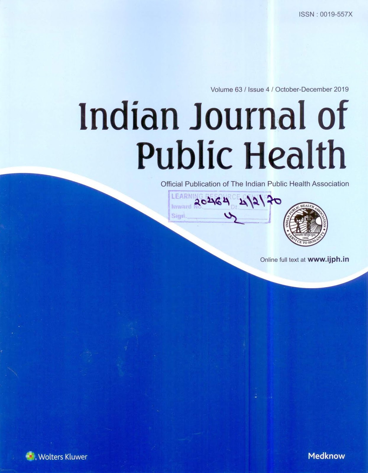 http://www.ijph.in/showBackIssue.asp?issn=0019-557X;year=2019;volume=63;issue=4;month=October-December