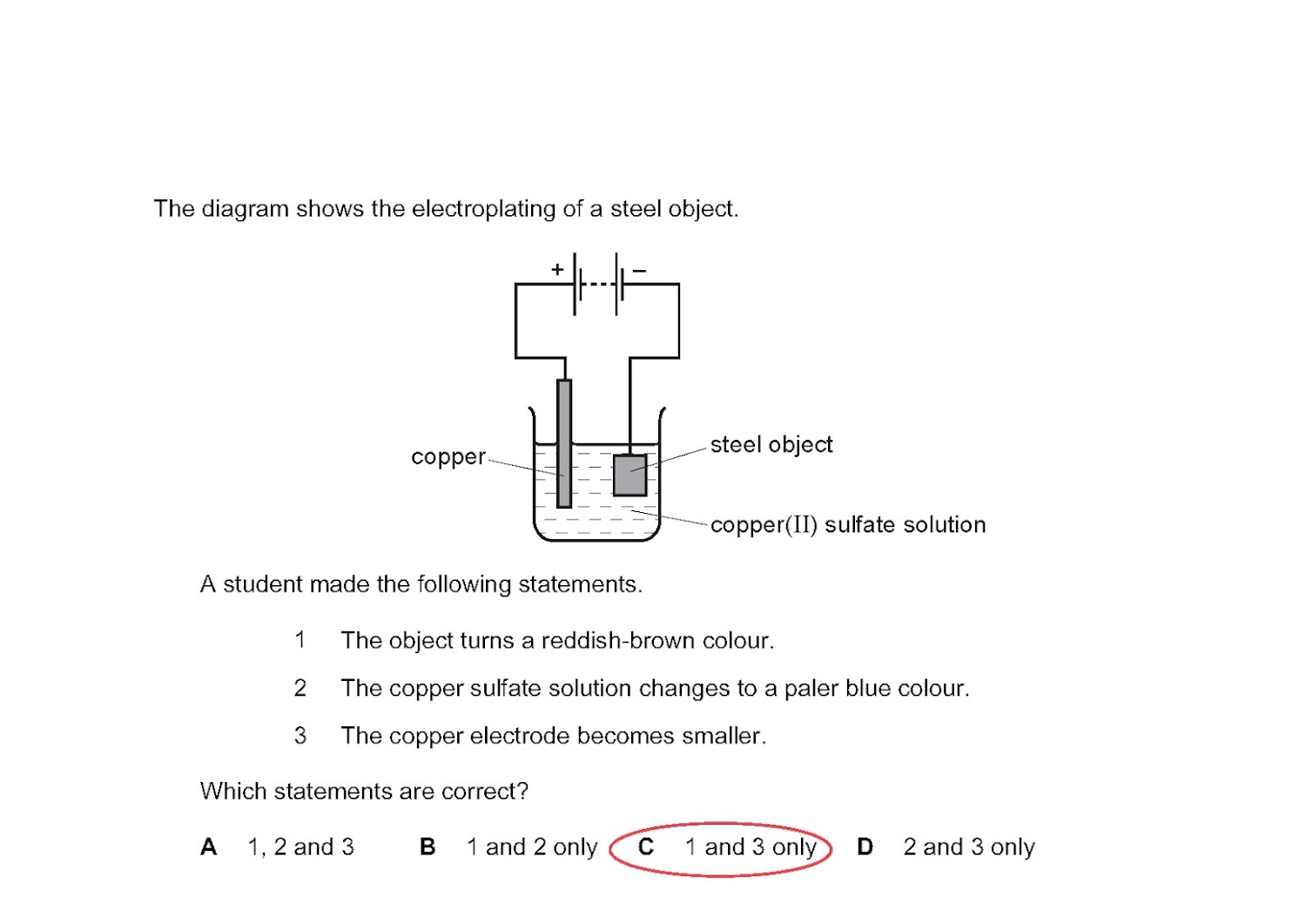 Electrolysis (Electricity & Chemistry) IGCSE 0620 / O Levels Paper 2