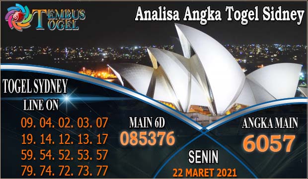 Analisa Angka Togel Sidney Senin Tanggal 22 Maret 2021