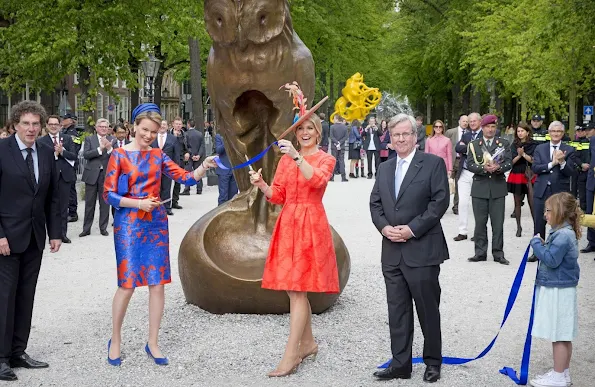 Queen Maxima of The Netherlands and Queen Mathilde of Belgium opened the exhibition of the Flemish Vormidable Contemporary Flemish Sculpture