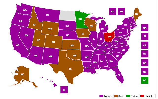 2016 Republican Primary - Contests Won Map 2016 Republican Primary - Contests Won Map