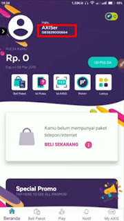 cek nomor axis yang baru