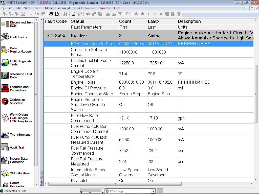 Intake Air Heater 1 Circuit Voltage Above Normal or Shorted to High