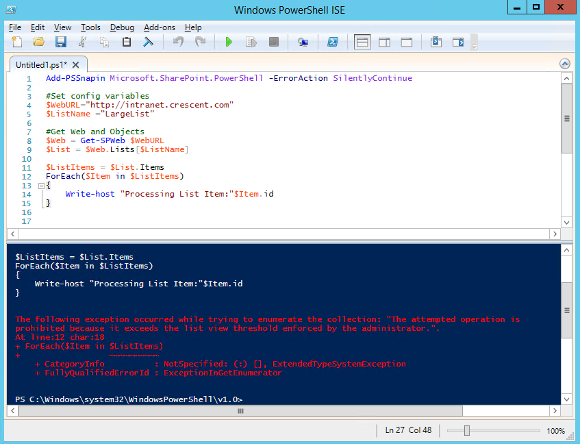 PowerShell: Batch Process Large Lists to Fix "The attempted operation ...