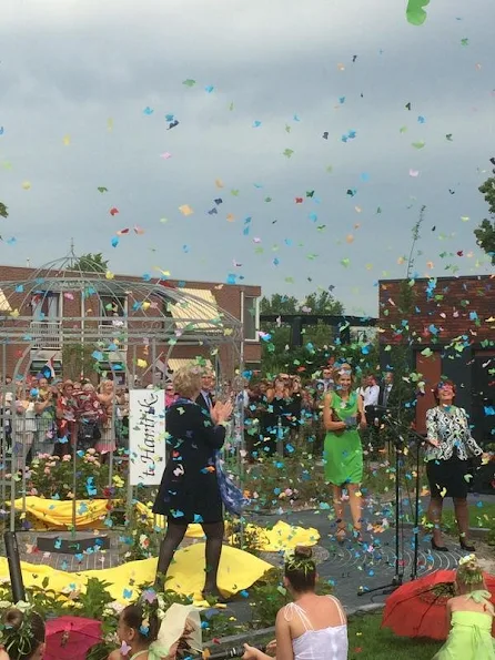 Queen Maxima of The Netherlands attends the official opening of the new nursing center 's Hamrik in Nieuwolda,