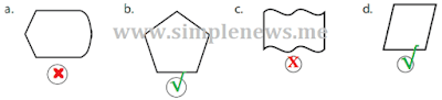 tanda √ pada gambar yang merupakan bangun segi banyak dan tanda x yang bukan segi banyak www.simplenews.me