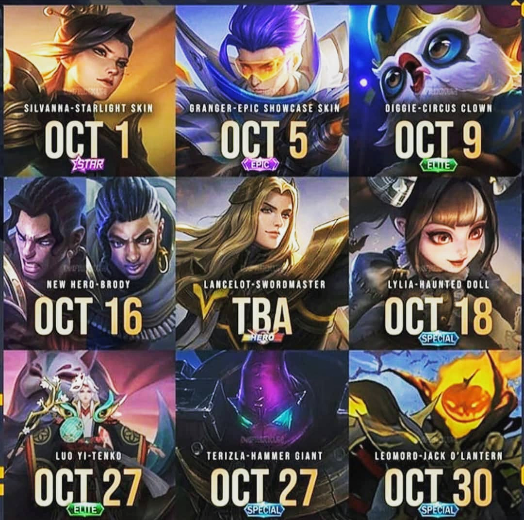 Daftar Skin Mobile Legend Bulan Oktober Dan Tanggal Rilisnya Daftar Skin Mobile Legend Bulan Oktober Dan Tanggal Rilisnya