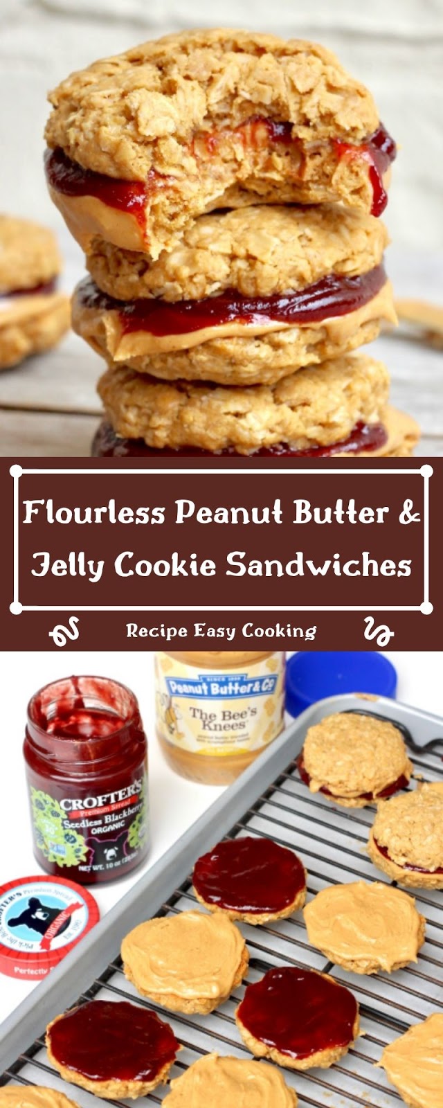 Flourless Peanut Butter & Jelly Cookie Sandwiches