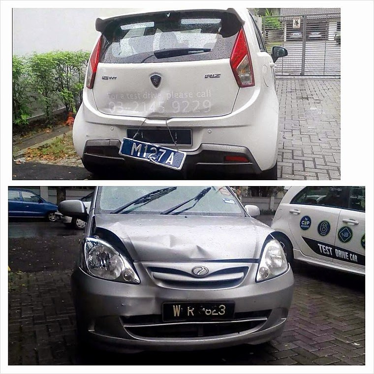 Gambar Proton IRIZ baru dIlancarkan kena Langgar