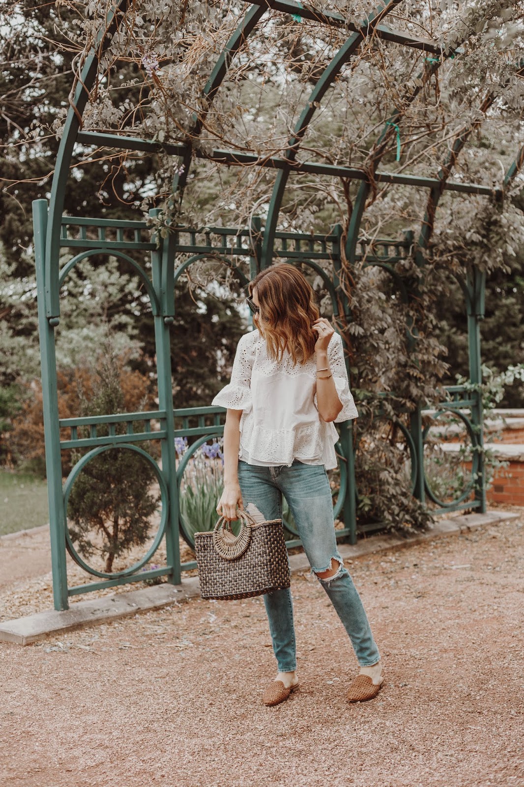 Chicwish White Eyelet Top styled by popular Colorado fashion blogger, Leah Behr