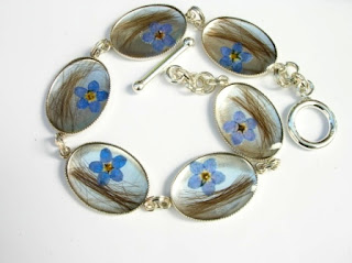 Sterling silver forget me not bracelet for several locks of hair