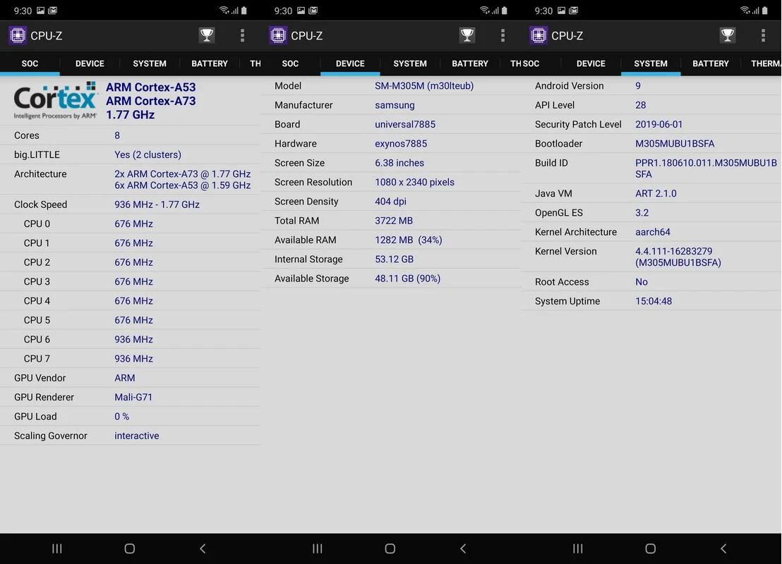 CPU-Z Samsung Galaxy M30