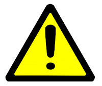 Warning sign: black exclamation mark in a yellow triangle with a black border