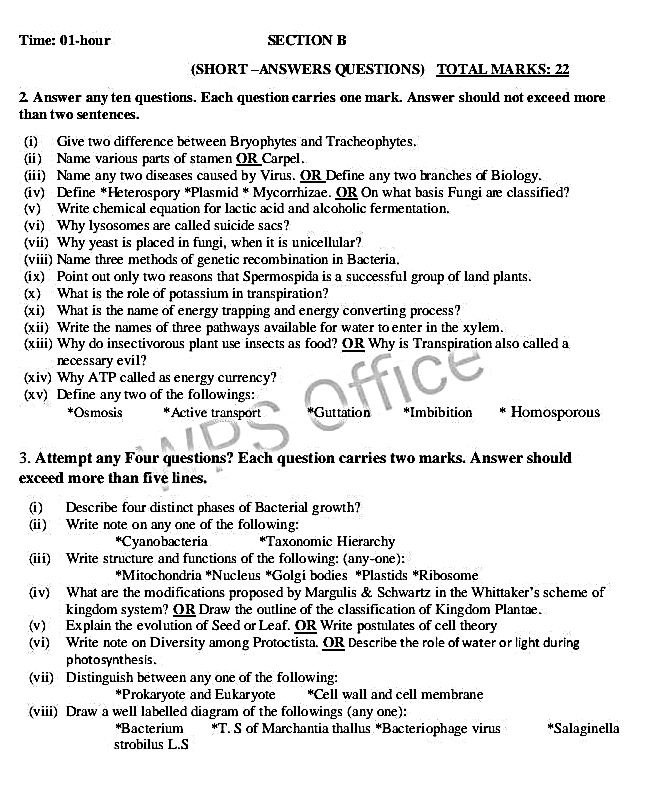 Education Is The Key To Success Botany Paper II For Class XII
