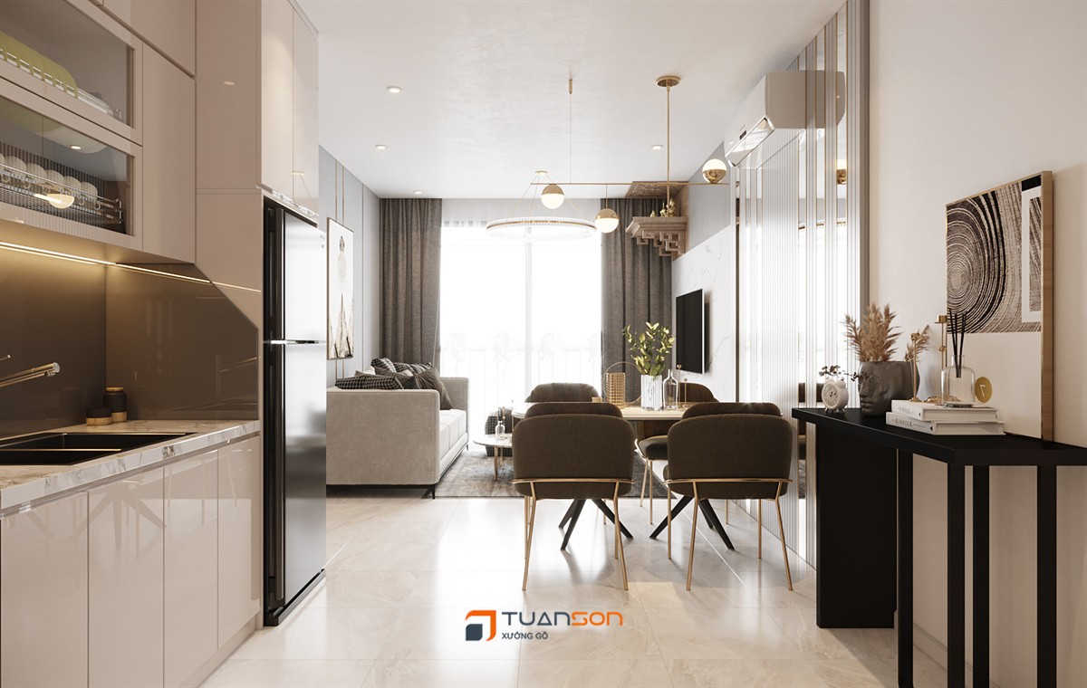 Thiết kế nội thất căn hộ 2PN+1 (55m2) Tòa S3.02 Vinhomes Smart City Tây Mỗ