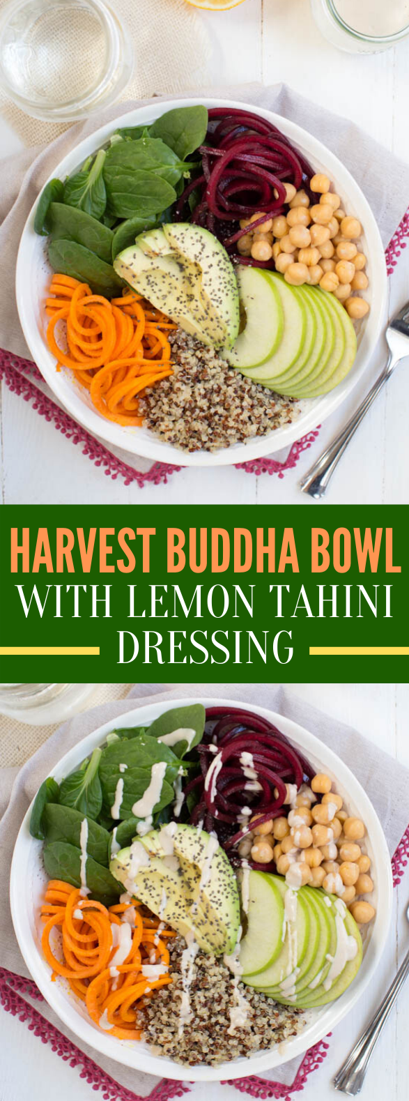 HARVEST BUDDHA BOWL WITH LEMON TAHINI DRESSING #vegetarian #lunch
