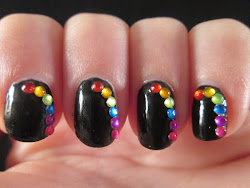 rainbow nail rhinestones