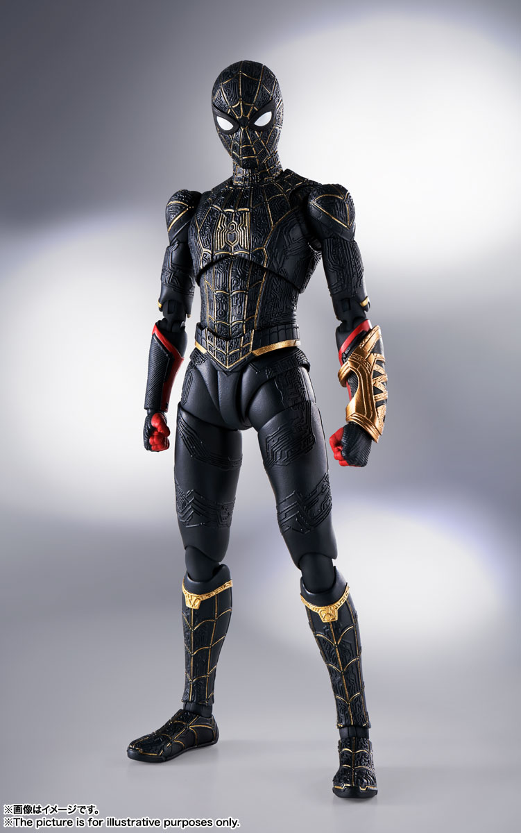 SpiderMan No Way Home S.H.Figuarts SpiderMan Black and Gold Suit