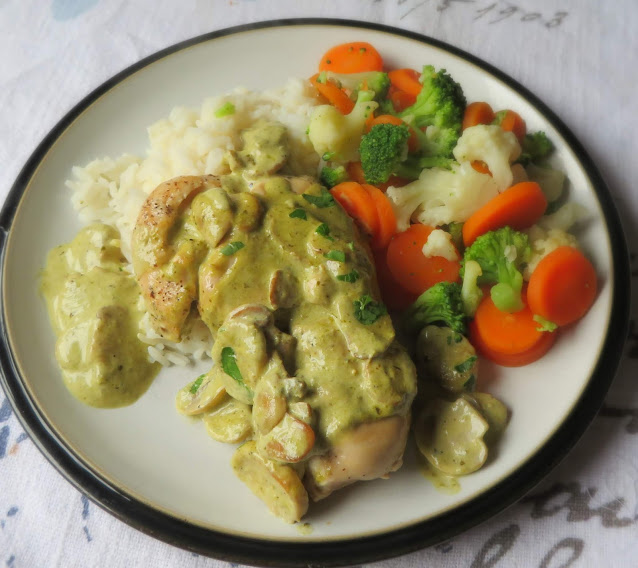 Chicken with a Pesto & Mushroom Sauce
