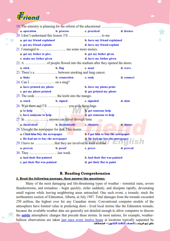  3 امتحانات لغة انجليزية للثانوية العامة 2021 بالإجابات 0%2B%25282%2529