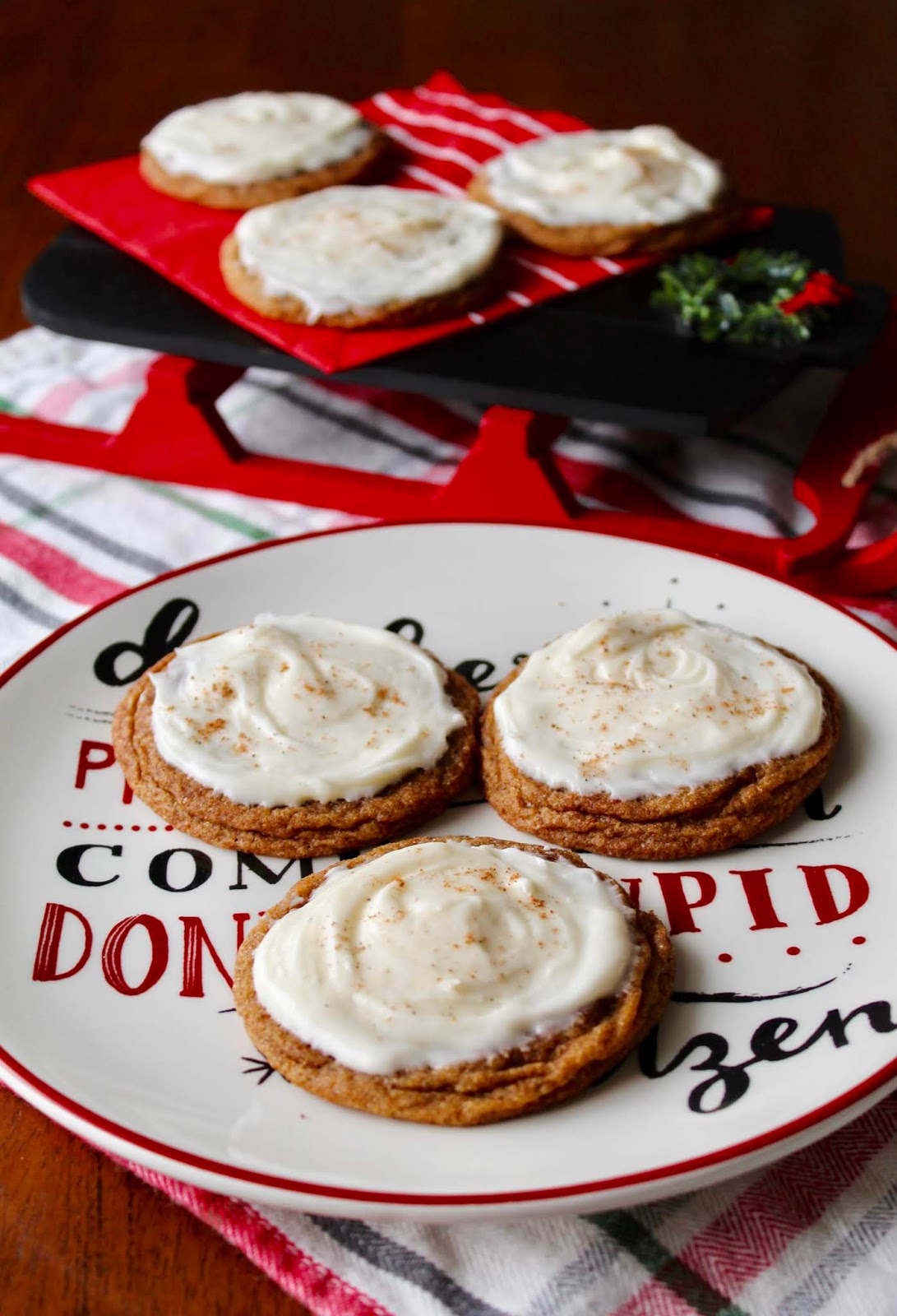 Chewy Gingersnap Cookies with Eggnog Frosting