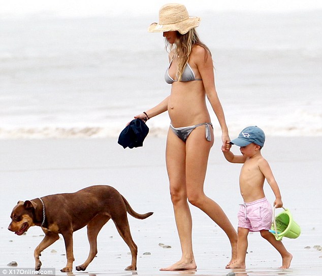 Gisele Bundchen flaunts baby bump in a grey bikini on the beaches of Costa Rica