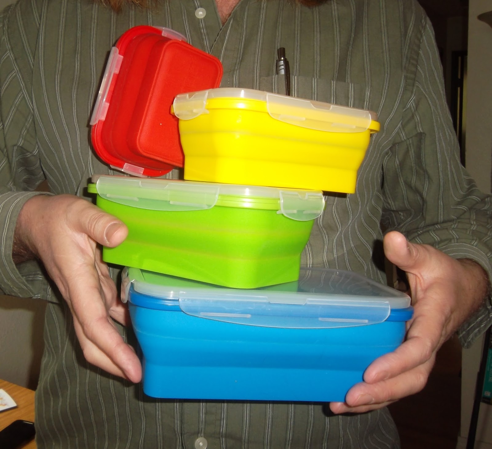 The Autistic Gourmand Thin Bins, collapsible food containers that fit
