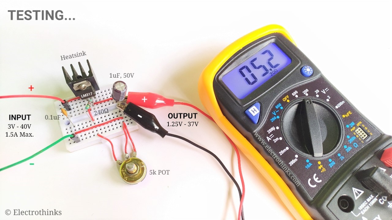 LM317 Adjustable Voltage Regulator Circuit Working Explanation