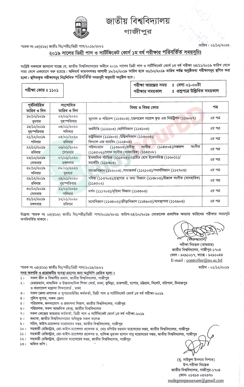 Degree 1st year routine 2019 Changed