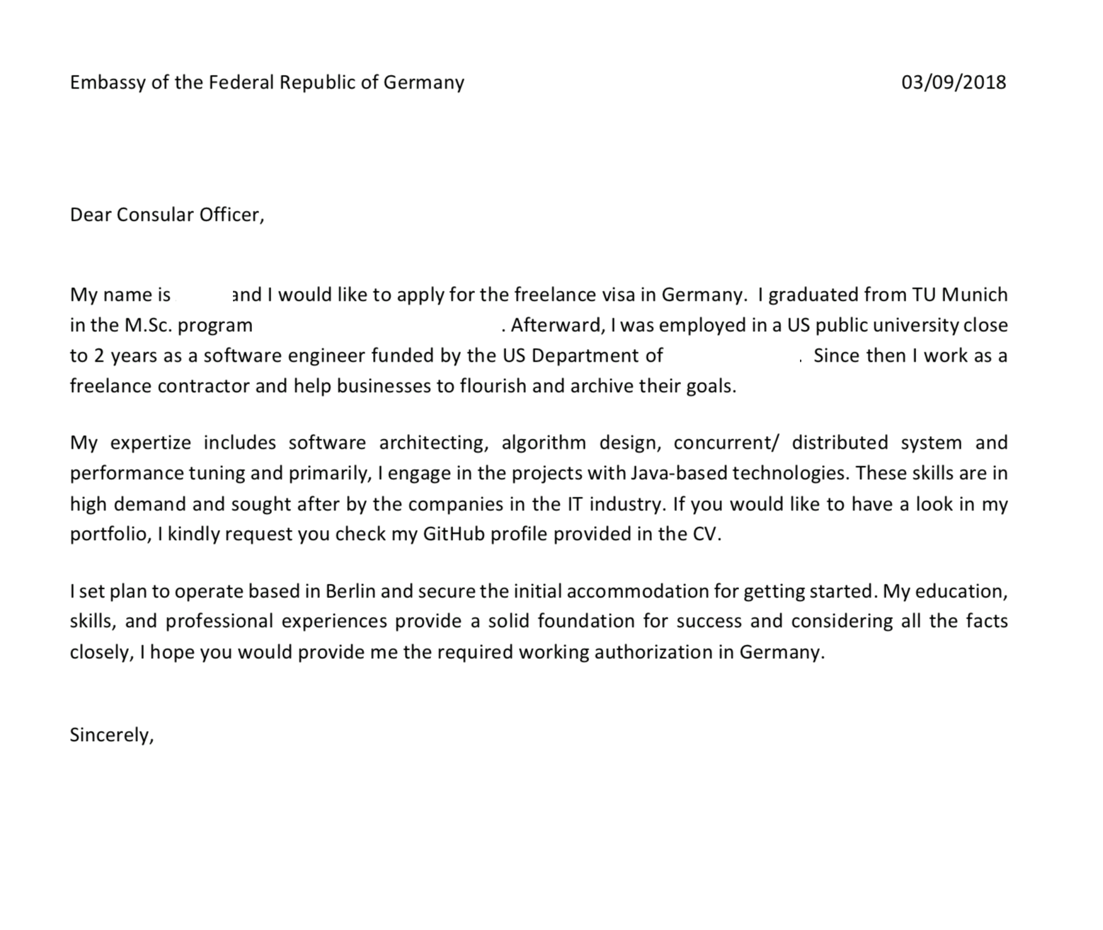 germany spouse visa cover letter