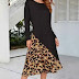 Leopard Printed Long Sleeve Casual Dress - Black