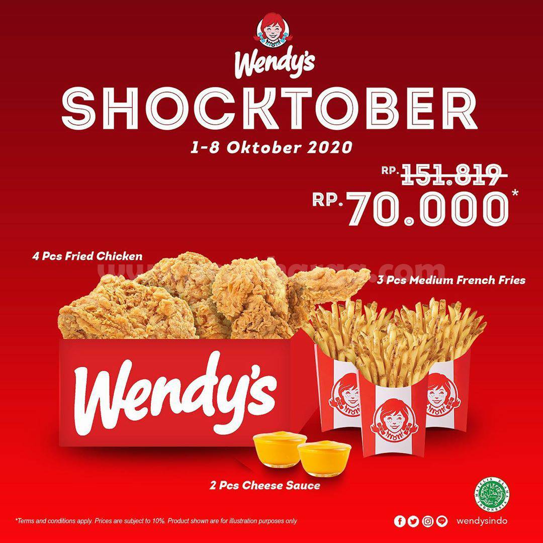 Promo Wendys Shoctober 4 pcs Fried Chicken Hanya Rp 70.000* scanharga