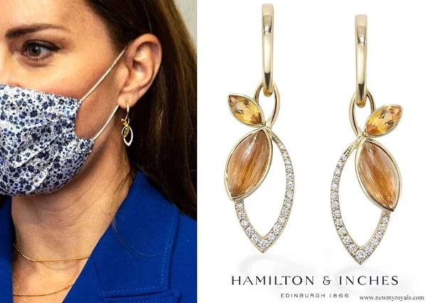 Kate Middleton wore a new Hamilton & Inches Flora Drop Earrings In 18ct Yellow Gold