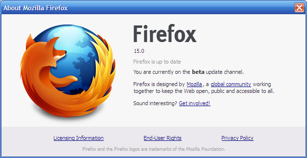 Mozilla Firefox 15.0 Beta 2