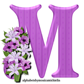 Monica Michielin Alphabets: LILAC PURPLE FLOWERS ALPHABET PNG